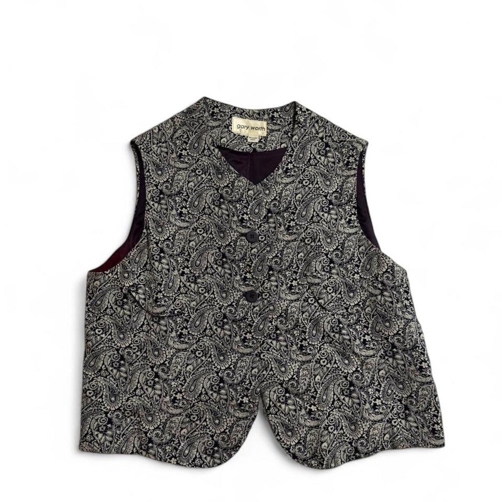 Vintage 80s 90s Gary Worth Paisley Vest Waistcoat Dark Academia